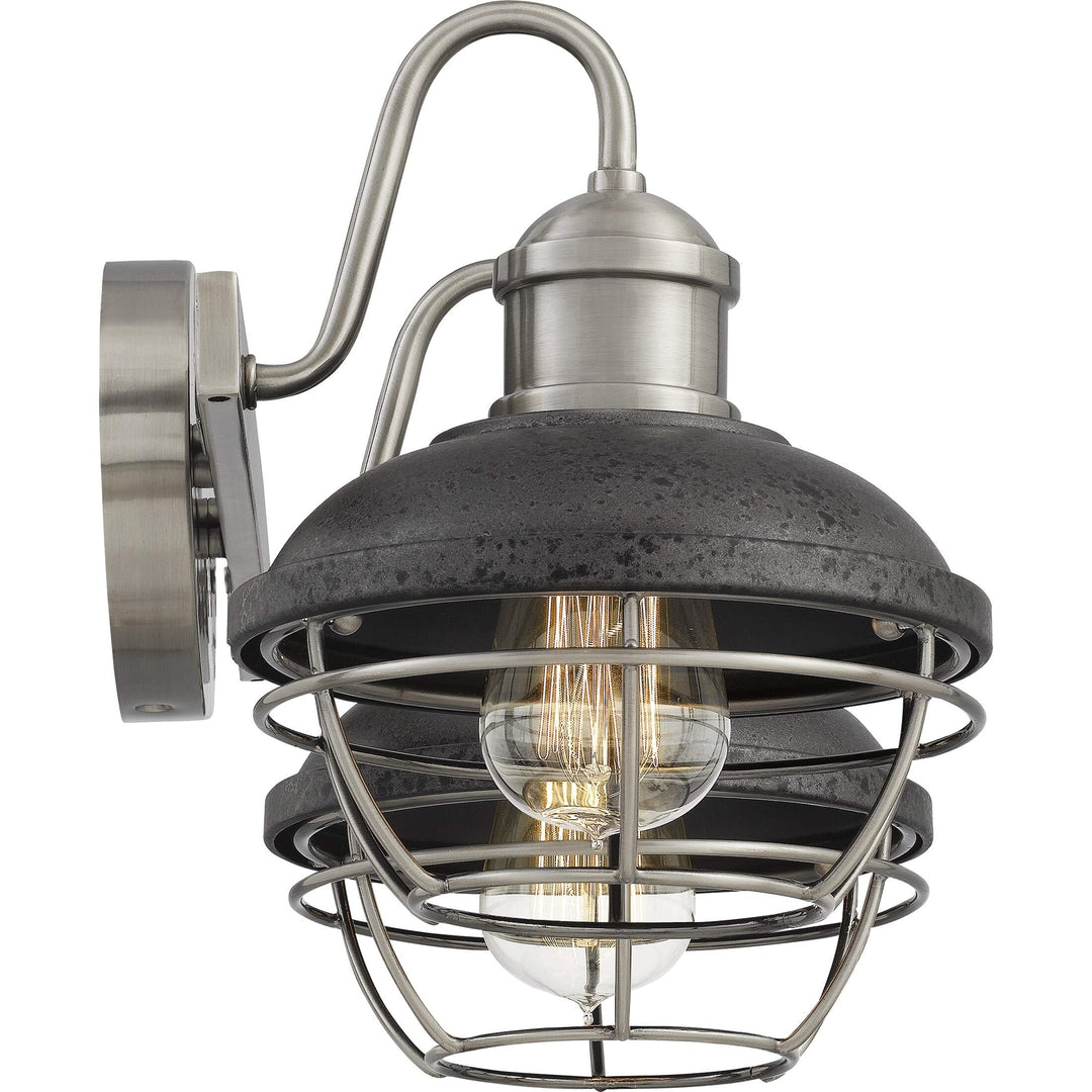 Antique Polished Nickel 2-Light Bath Light Black Silver Industrial - Diamond Home USA
