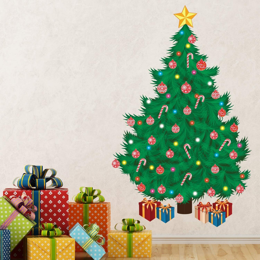 Traditional Christmas Tree Wall Sticker Festive DIY Home Green Modern