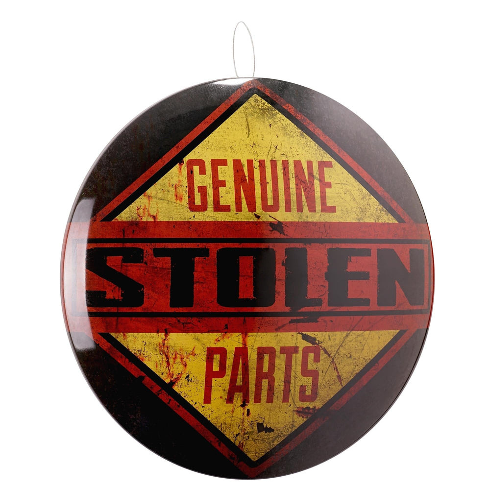 Genuine Stolen Parts Dome Metal Sign 15.5" 15.75" H X L 2.25" D Yellow - Diamond Home USA
