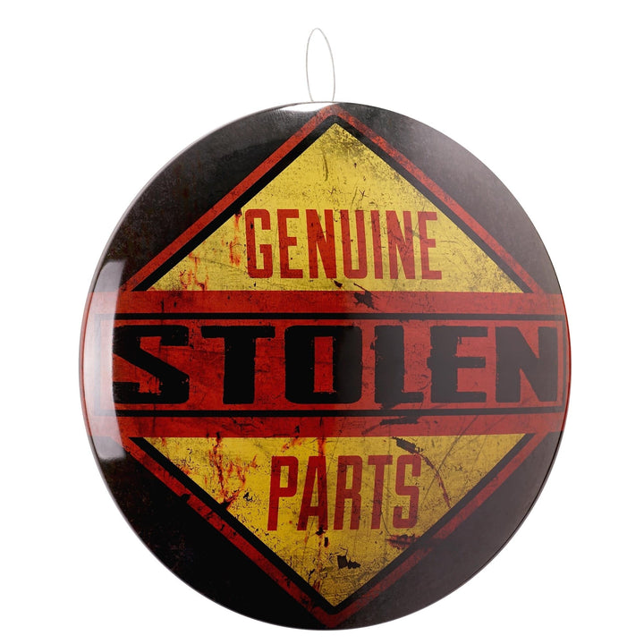 Genuine Stolen Parts Dome Metal Sign 15.5" 15.75" H X L 2.25" D Yellow - Diamond Home USA