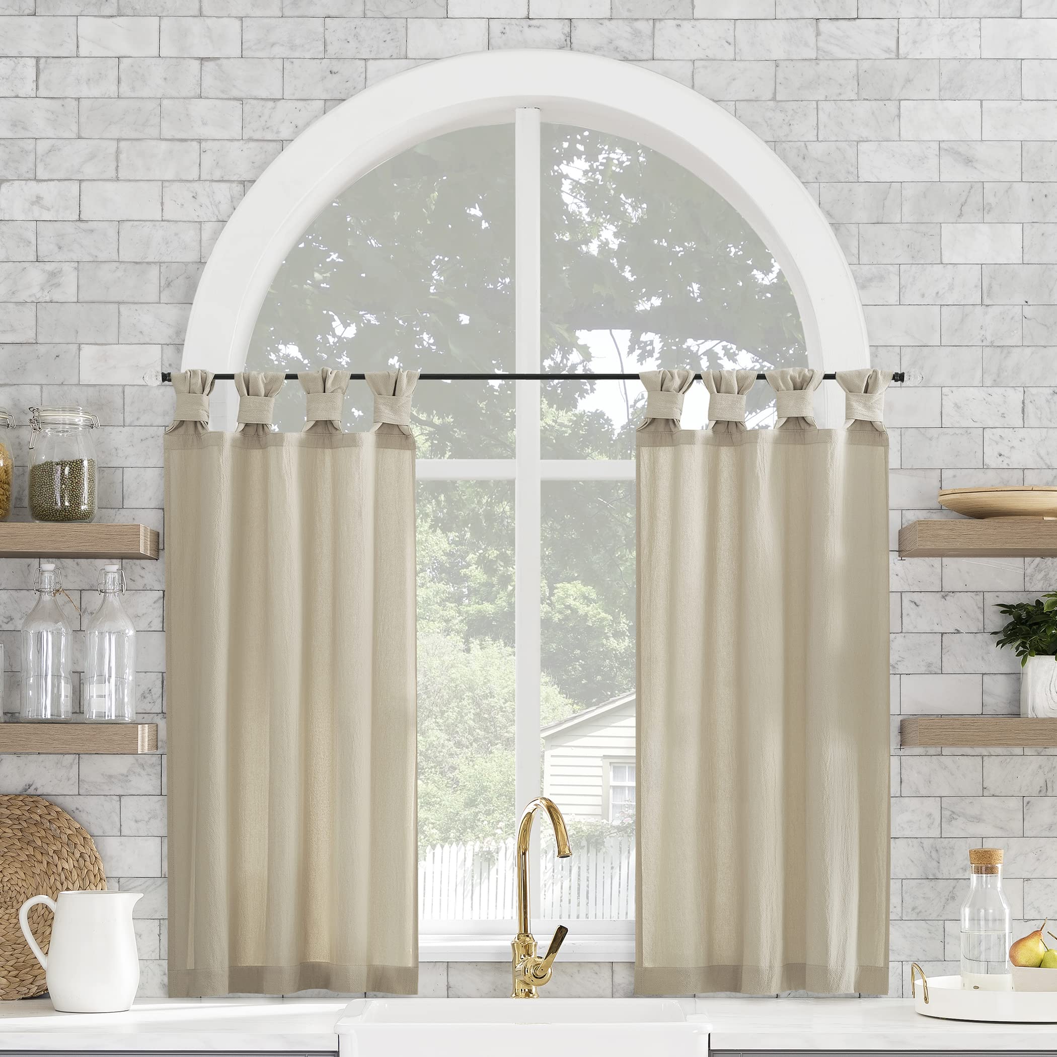 Archaeo Washed Cotton Small Window Twist Tab Cafe Curtains