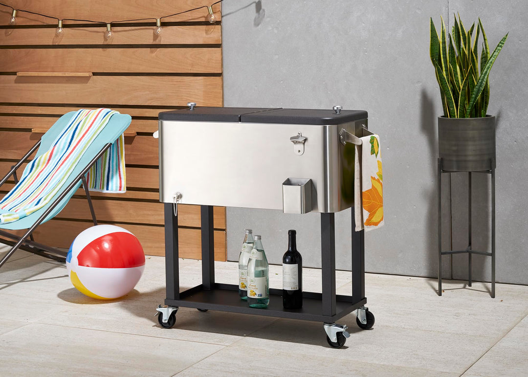 TRINITY Stainless Steel Beverage Cooler and Ice Chest with Wheels and Protective - Diamond Home USA