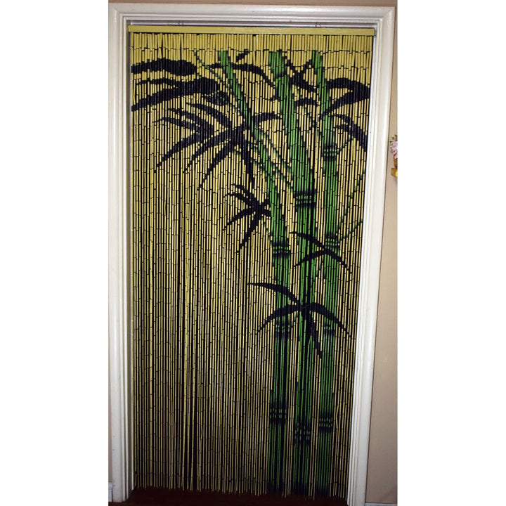 Handmade Bamboo Trees Beaded Curtain Multi Color Coastal Bohemian Eclectic Wood