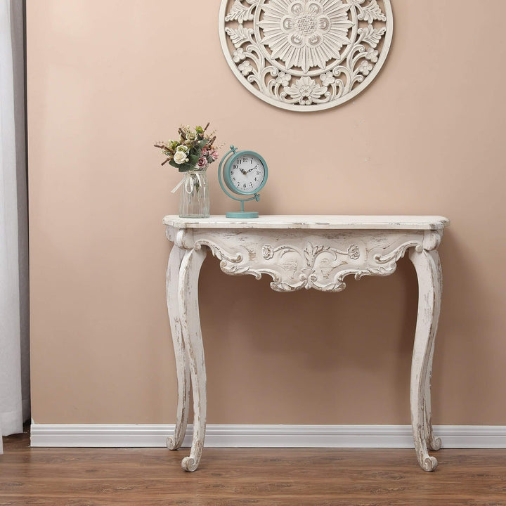 Wood Vintage Console and Entry Table Brown Cream Rustic Rectangle MDF Distressed - Diamond Home USA