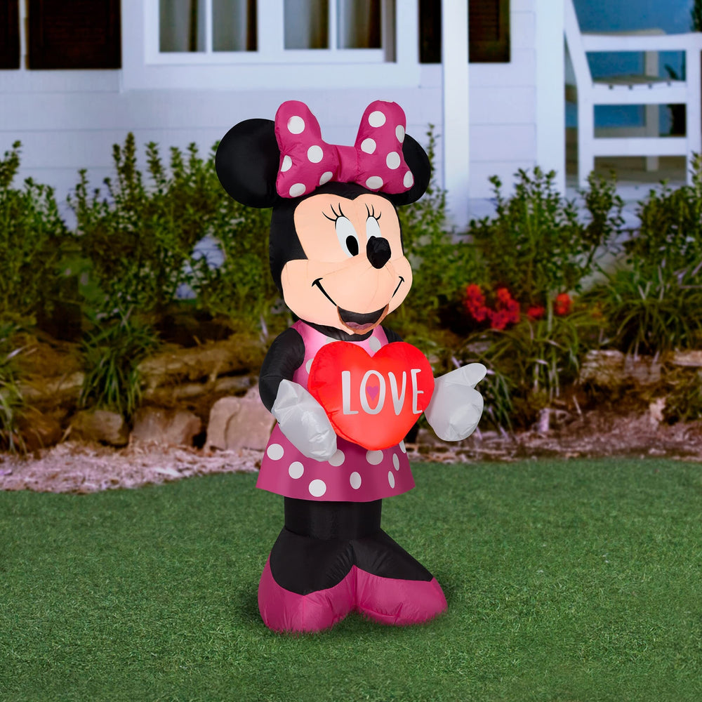 42" nflatable Valentine's Minnie Mouse 42 in Pink Traditional Polyester Bulbs - Diamond Home USA