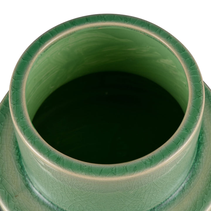 Vase Medium Green Modern Contemporary Ceramic - Diamond Home USA