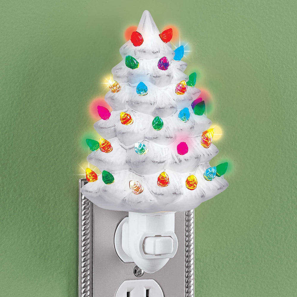 Ceramic Christmas Tree Night Light 6" h White 4 X 6.25 3 Traditional - Diamond Home USA
