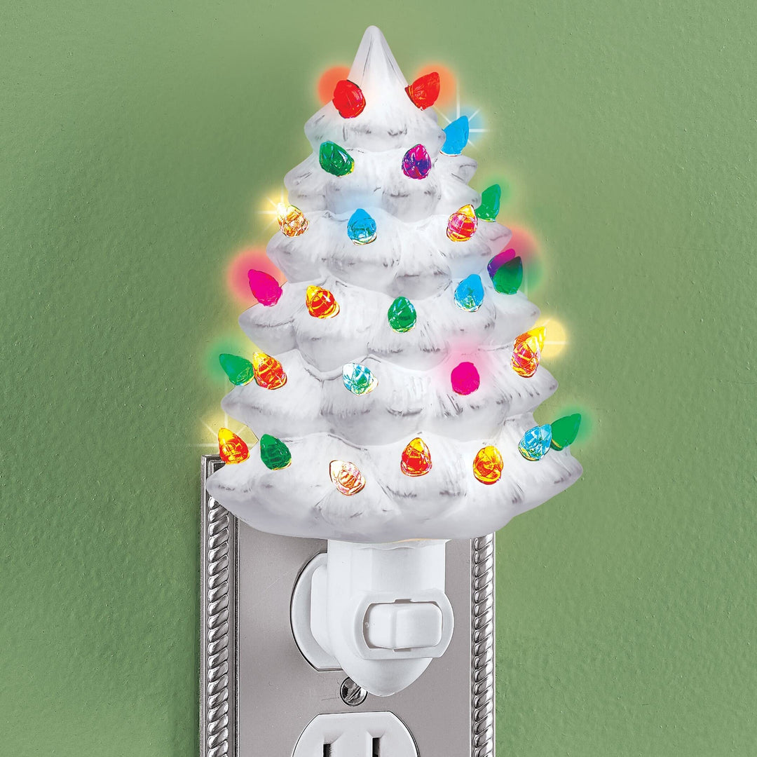 Ceramic Christmas Tree Night Light 6" h White 4 X 6.25 3 Traditional - Diamond Home USA