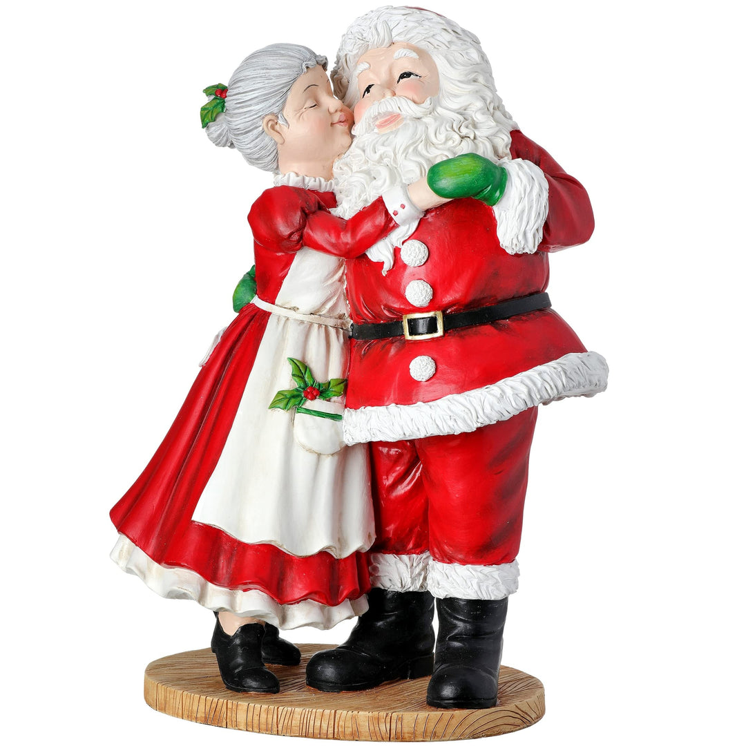 12" Resin Mrs Claus Kissing Santa Red - Diamond Home USA