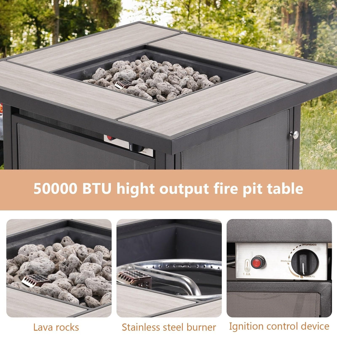 Patio Outdoor Gas Fire Pit Table 32 Inch Btu Rectangle Propane Inch Black Square - Diamond Home USA
