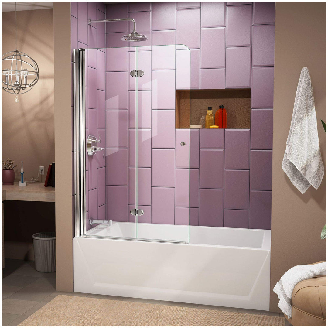 DreamLine Aqua Fold 36 in. W x 58 in. H Frameless Bi-Fold Tub Door in Chrome