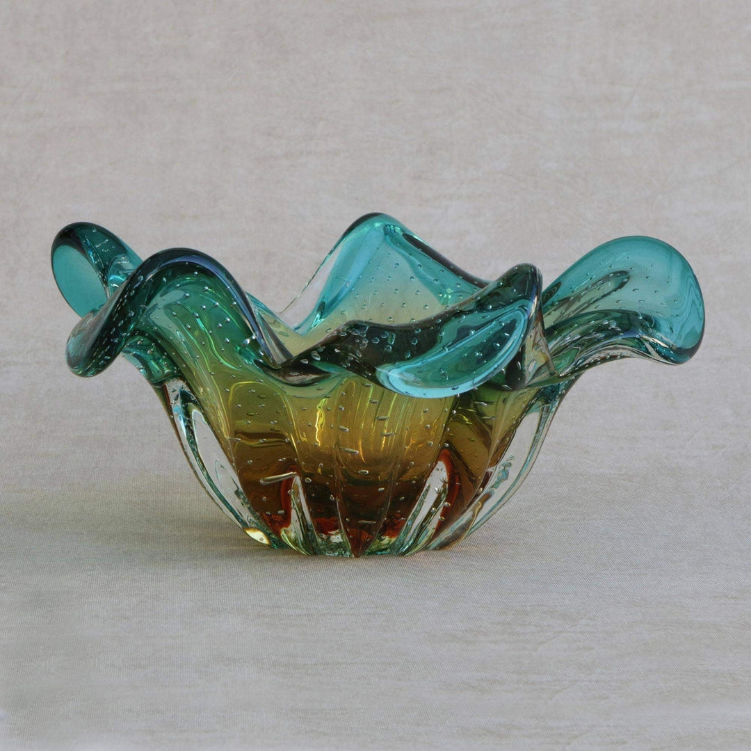 Handmade Artistic Splash Art Glass Vase (Brazil) Multi Color Craftsman - Diamond Home USA