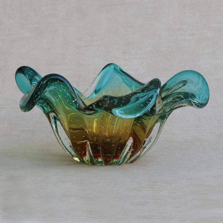 Handmade Artistic Splash Art Glass Vase (Brazil) Multi Color Craftsman - Diamond Home USA