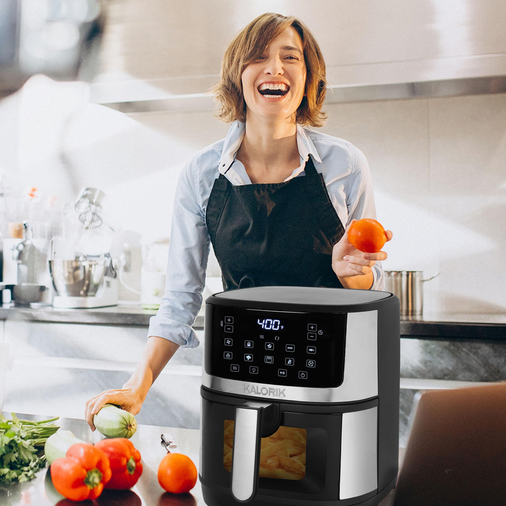 5 Quart Touchscreen Air Fryer with Window Stainless Steel - Diamond Home USA
