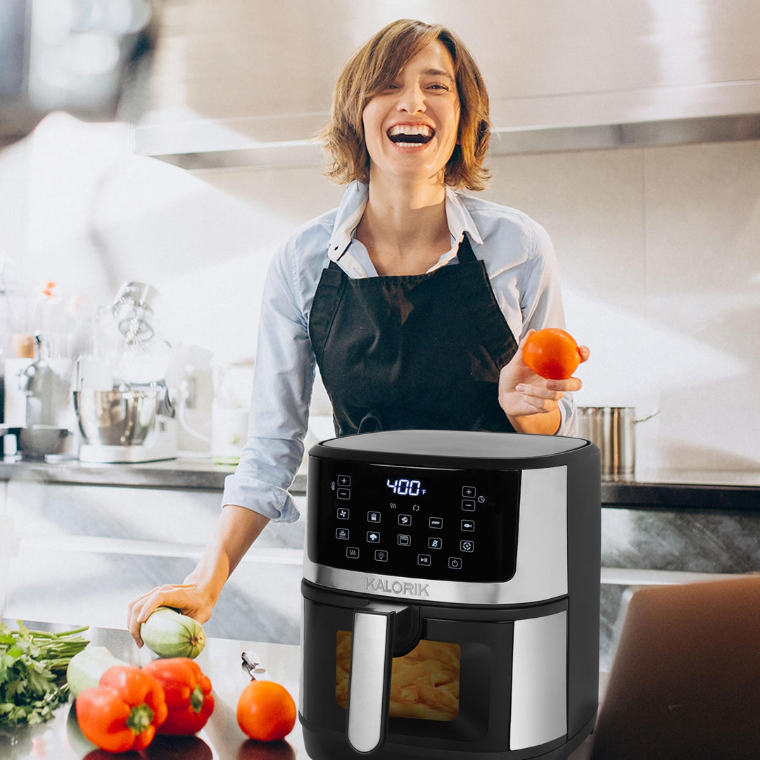 5 Quart Touchscreen Air Fryer with Window Stainless Steel - Diamond Home USA
