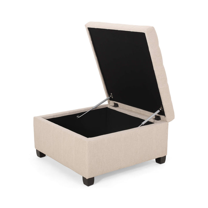 Christopher Knight Home Hedda Tufted Fabric Storage Ottoman Dark Gray+Dark