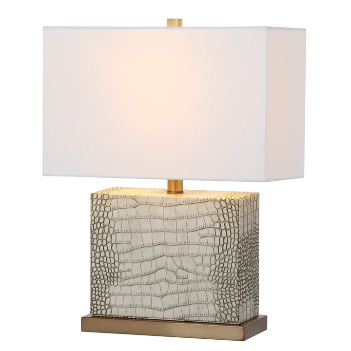 Lighting 21-inch Faux Alligator Cream Table Lamp Cream Modern Contemporary - Diamond Home USA