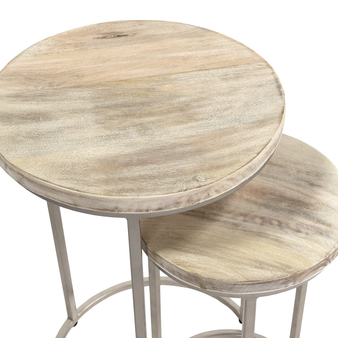 Natural Nesting End Table 2-Piece Set Wood 16 X 24 in Modern Contemporary Round - Diamond Home USA