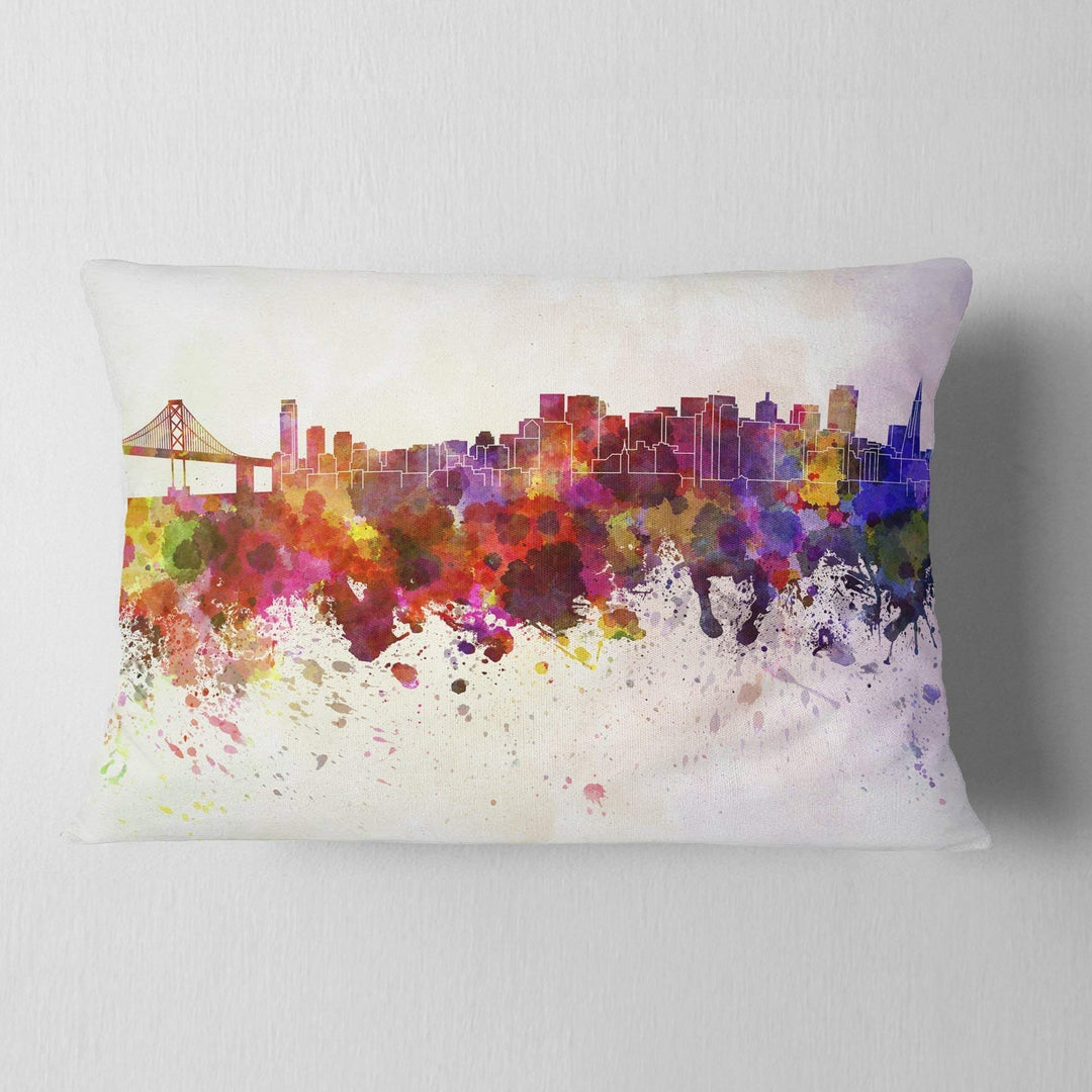 12"x20" San Francisco Skyline Throw Pillow Big Buildings Cityscape Sofa Rectangle - 12 in. x 20 in. - Medium