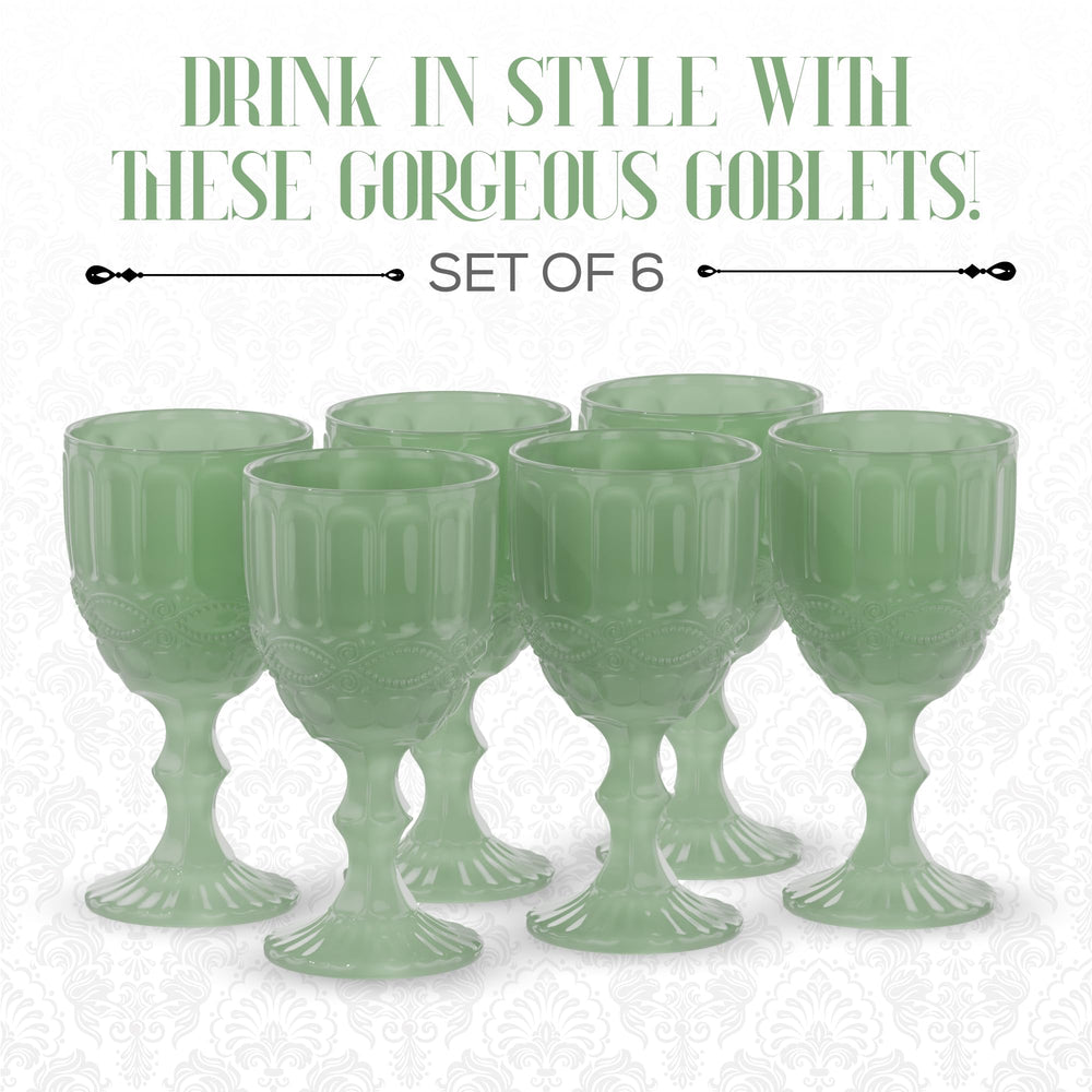 elle decor Jade Wine sses Set of 6 (8.4 oz) Colored ssware Set Vintage - Diamond Home USA
