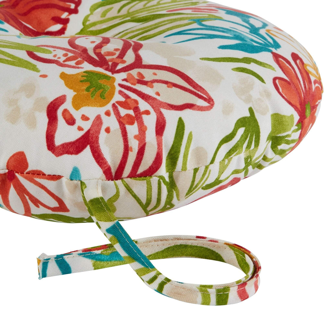 Floral Outdoor 15-inch Bistro Chair Cushion (Set of 2) Multi Color Casual - Diamond Home USA