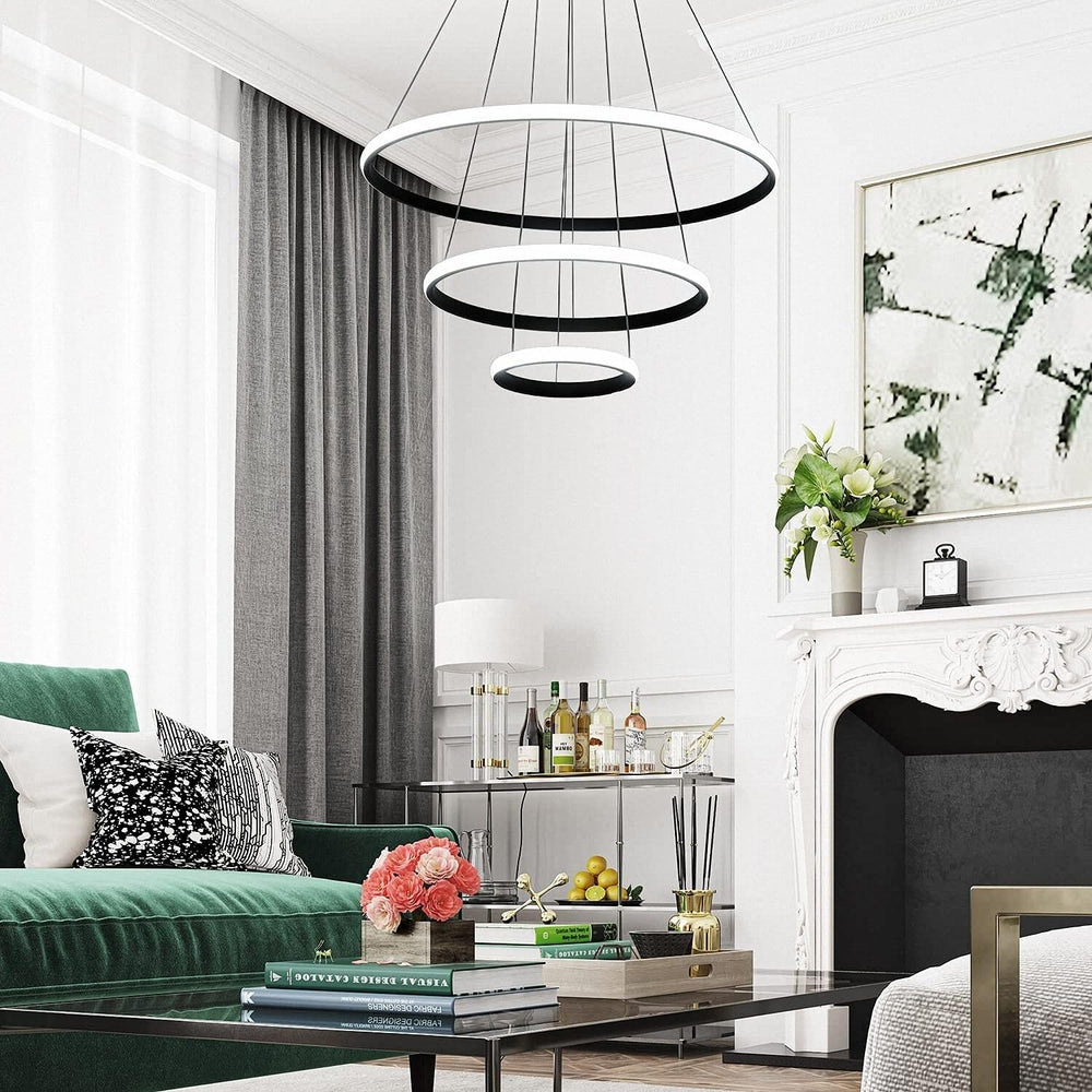 Watt 3 Ring Modern Tiered Black Integrated Led Flush Mount Ceiling Light for - Diamond Home USA