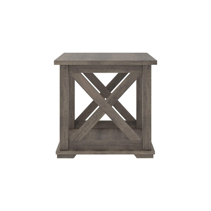 Bristle Ridge Grey Square End Table Modern Contemporary Wood Distressed Lift Top - Diamond Home USA
