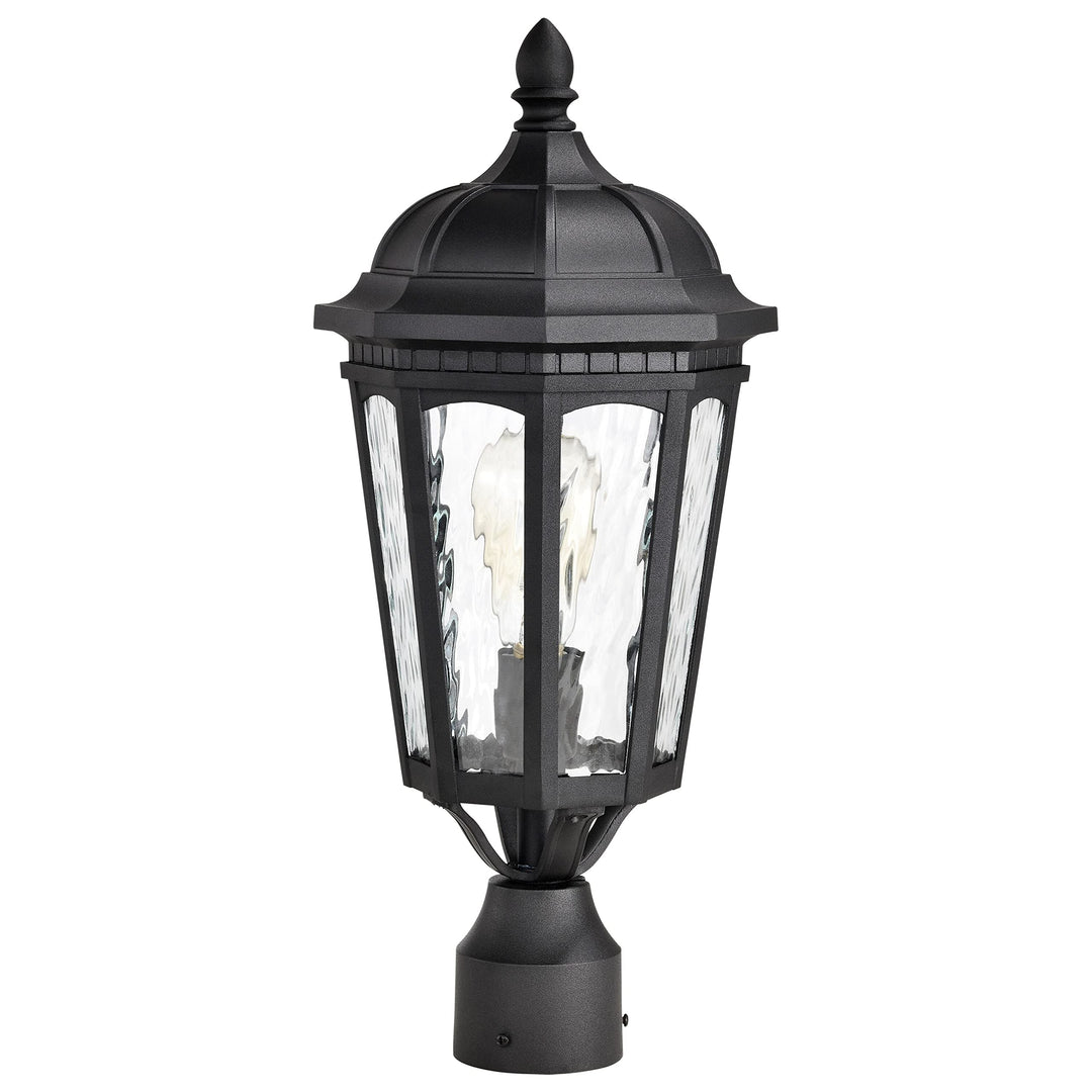 East River Outdoor Post Light Pole Lantern 1 Matte Black Finish Clear Water - Diamond Home USA