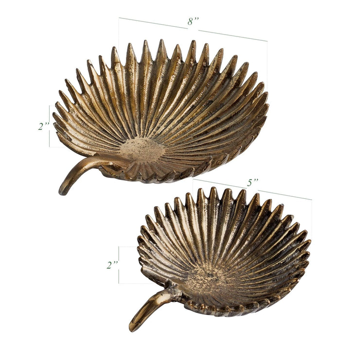 Palm Antique Gold Dishes (Set of 2) Brown Industrial Transitional Metal - Diamond Home USA