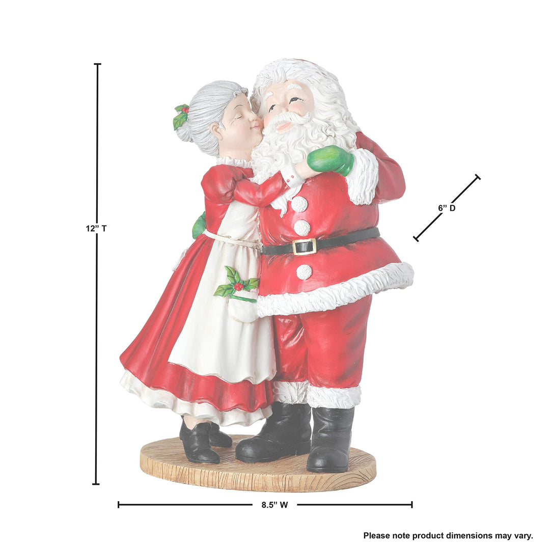 12" Resin Mrs Claus Kissing Santa Red - Diamond Home USA