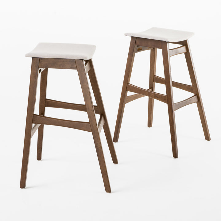 Christopher Knight Home Emmaline Fabric / Walnut Finish Bar Stools 2-Pcs Set - Diamond Home USA