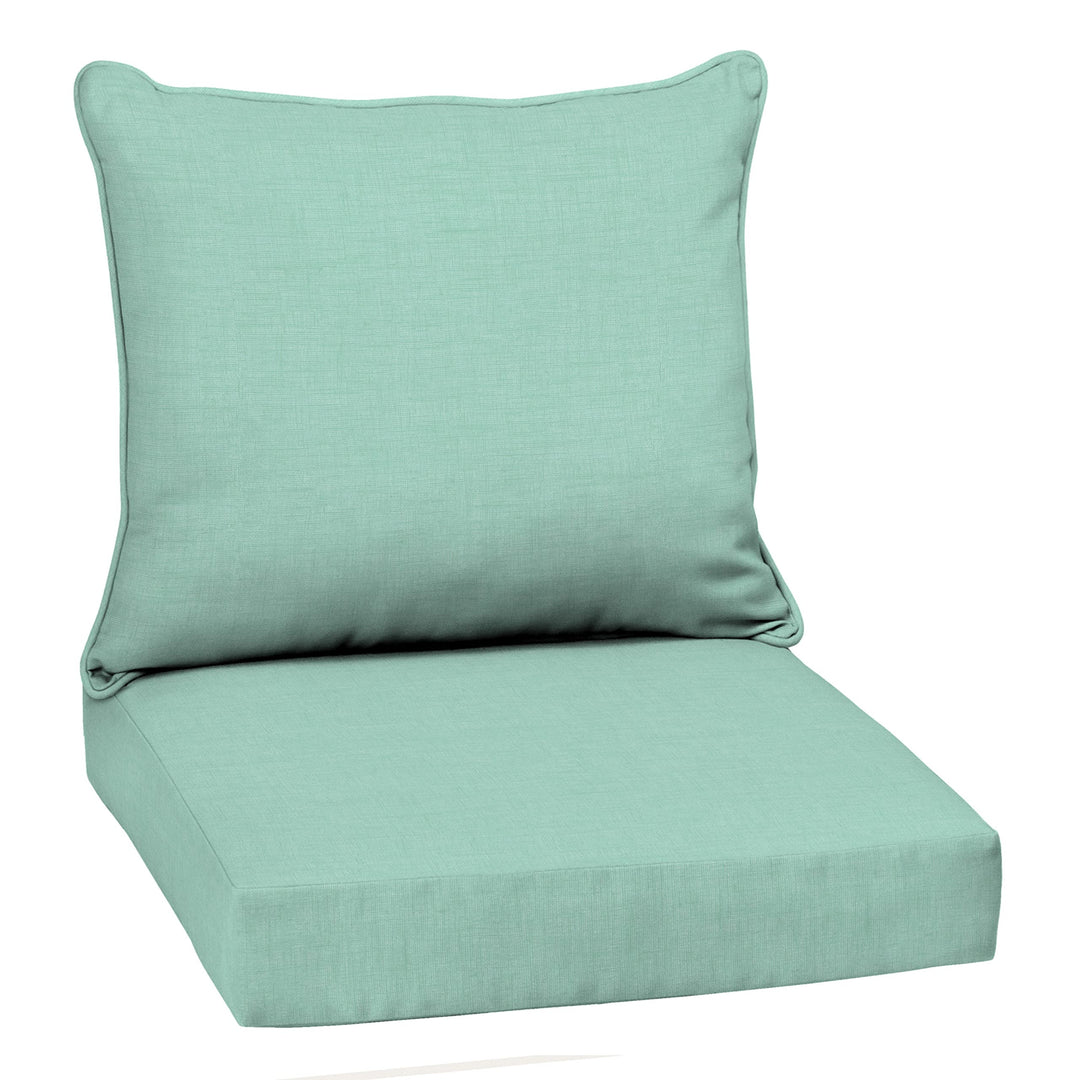 Arden Selections Outdoor Deep Seat Cushion Set 22 x 24 Rain-Proof Fade Resistant 22 W x 24 D in. - Aqua Leala