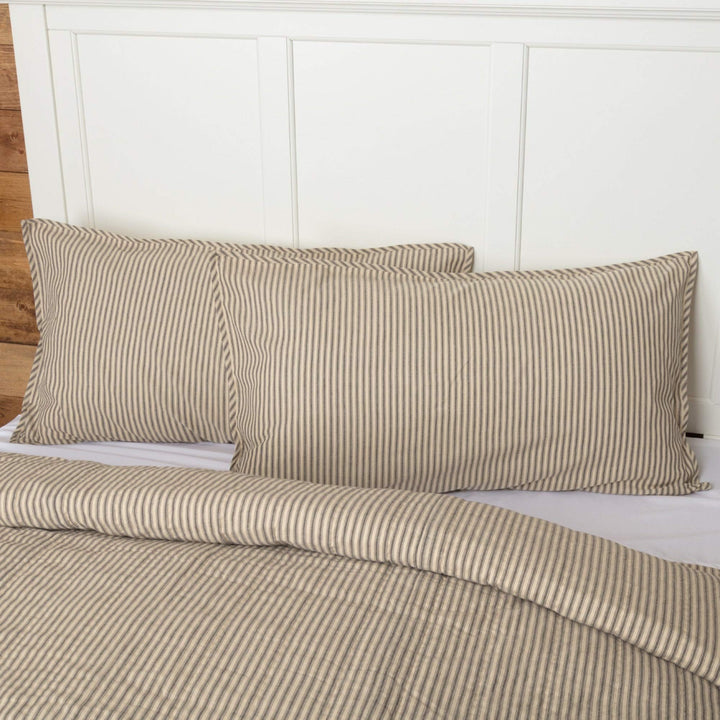 Mill Ticking Stripe Sham - King Black White Striped Farmhouse Cotton Single