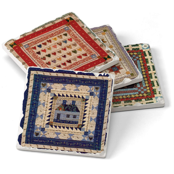 Highland Graphics American Quilts ~ 4 Tile Square assorted coasters Drink - Diamond Home USA