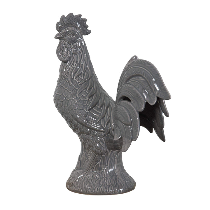 Grey Rooster Statue Animals Ceramic - Diamond Home USA