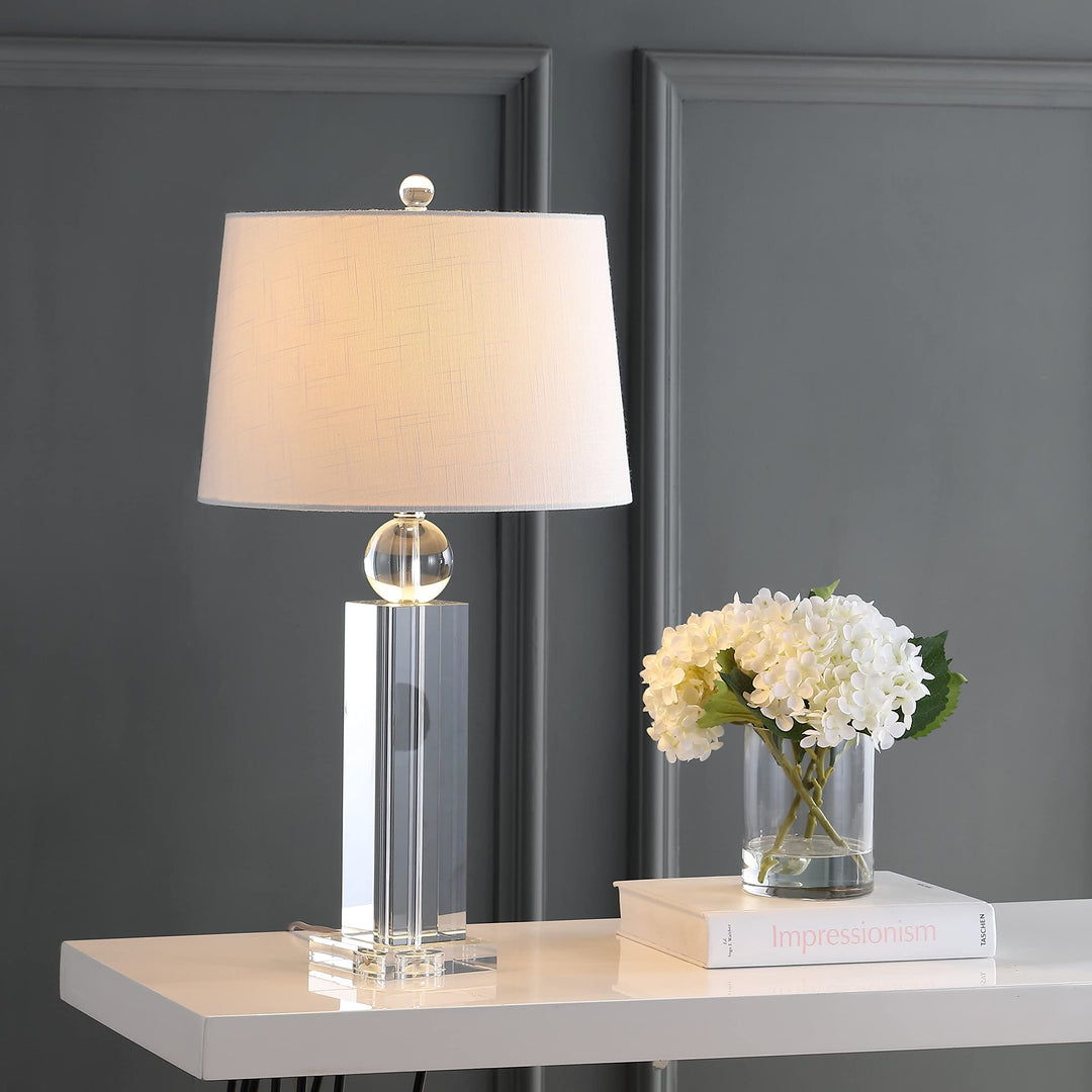 28.5" Crystal Led Table Lamp Clear Glam Traditional Transitional Chrome Bulbs