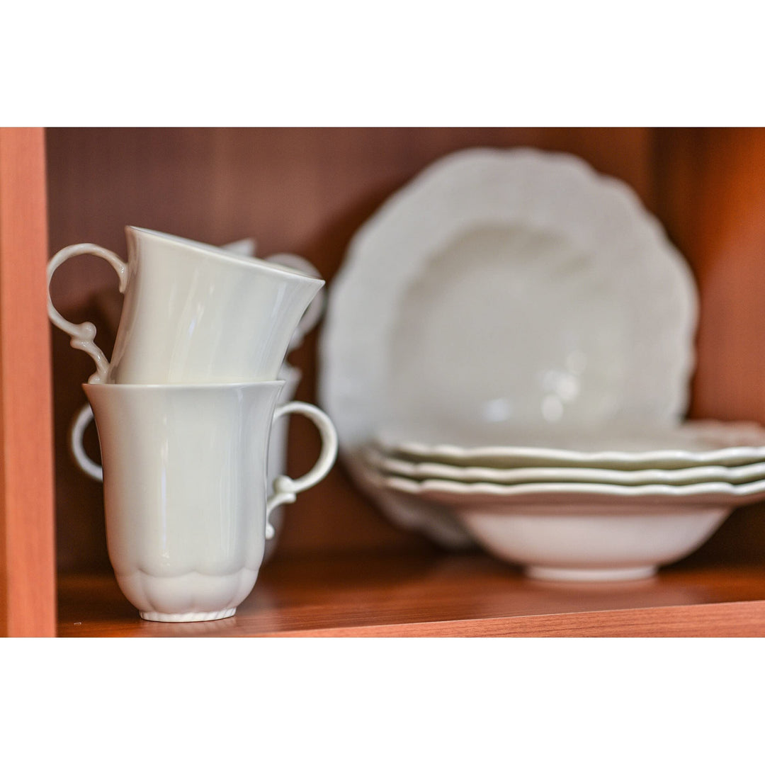 Country Estate Set Of 4 Mugs Off/White Solid Round Stoneware Piece Dishwasher - Diamond Home USA