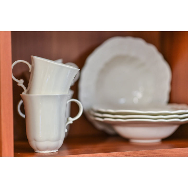 Country Estate Set Of 4 Mugs Off/White Solid Round Stoneware Piece Dishwasher - Diamond Home USA
