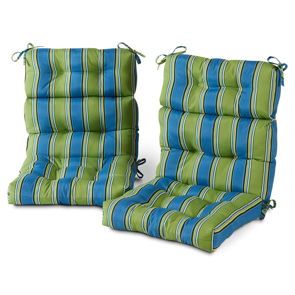 Cayman Stripe 22-inch X 44-inch Outdoor High Back Chair Cushion (Set of 2) - Diamond Home USA