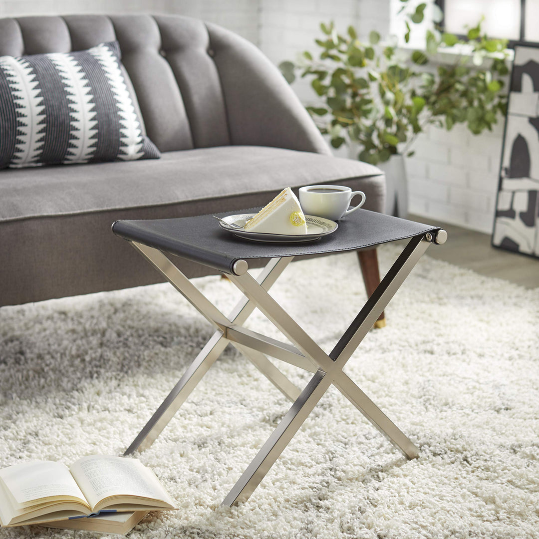 angelo:HOME Ottoman/Stool/Table - Thad (Black/Nickel) - Diamond Home USA