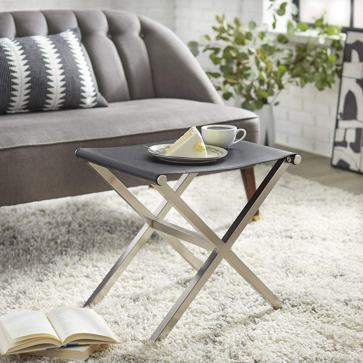 angelo:HOME Ottoman/Stool/Table - Thad (Black/Nickel) - Diamond Home USA