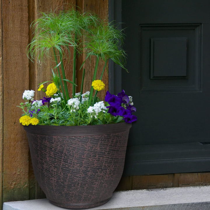 Southern Patio HDR-012146 Cronus Planter Hot Coal 8" Dia. - Diamond Home USA