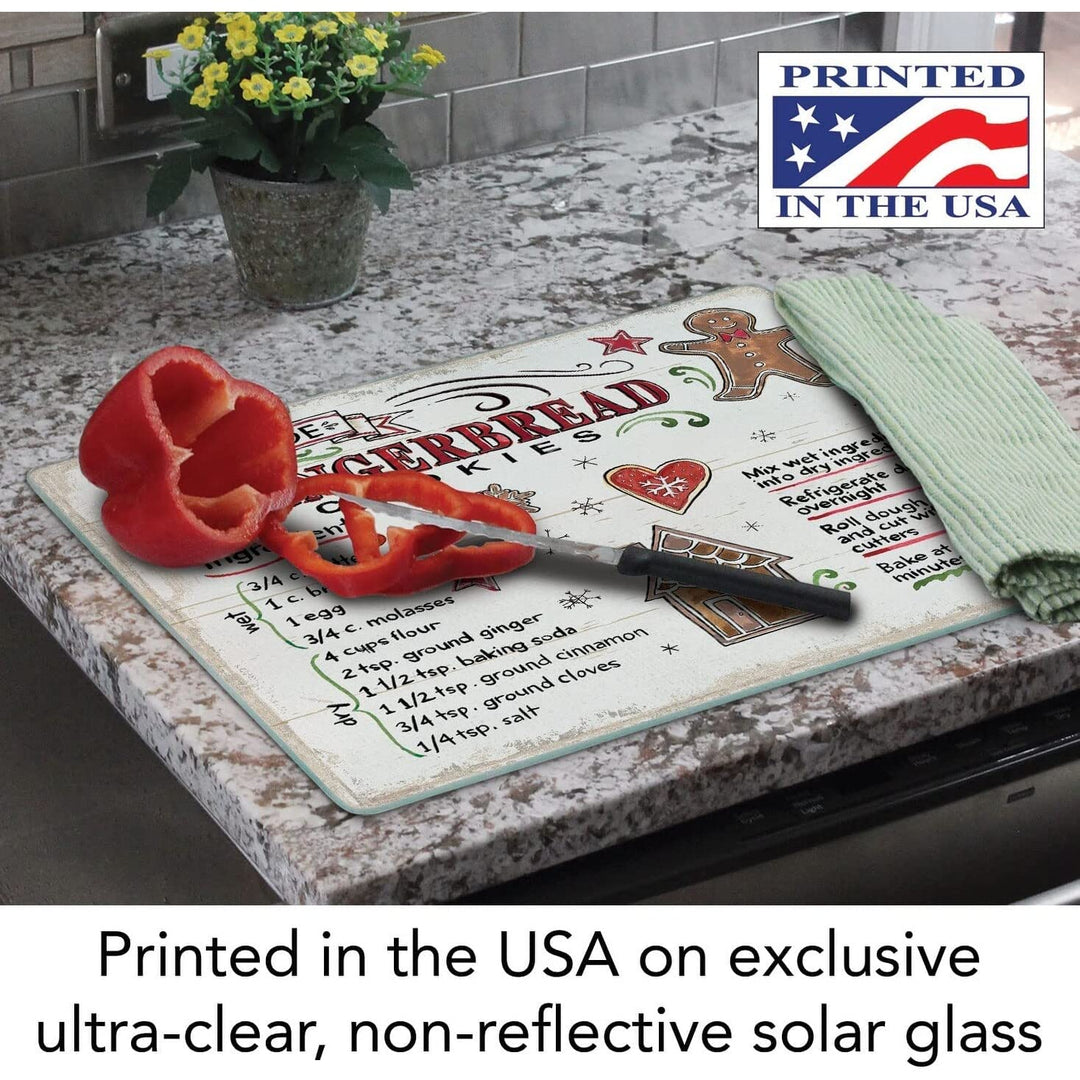 Holiday Treats Decorative 3mm Heat Tempered Glass Cutting Board 15" X 12" Made - Diamond Home USA