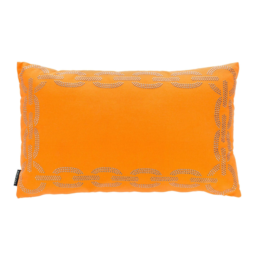 20-inch Orange Decorative Throw Pillow (Set of 2) Abstract Geometric Textured - Diamond Home USA