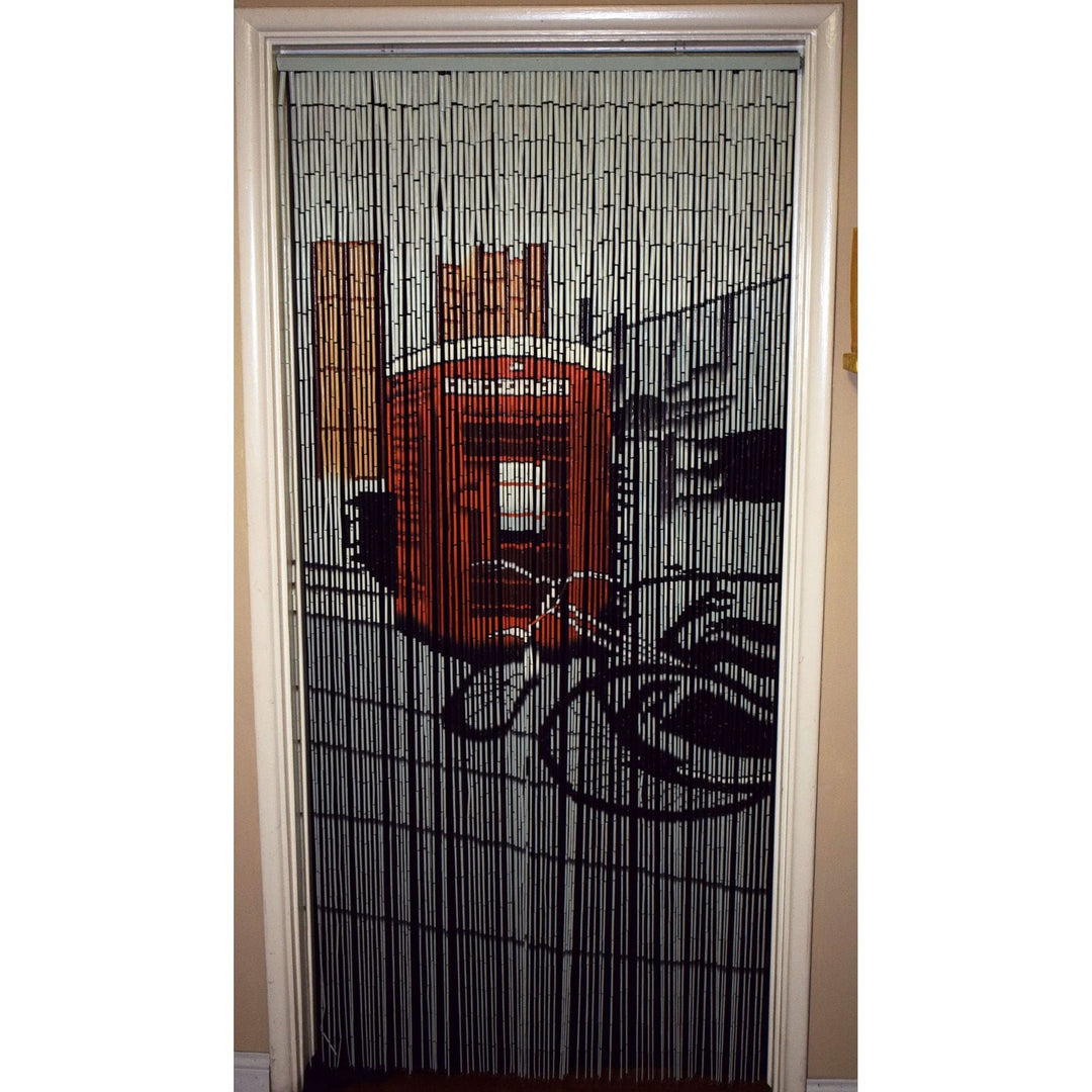 Handmade Retro Red Phone Booth Bamboo Beaded Curtain Beads Wood Hand Painted - Diamond Home USA
