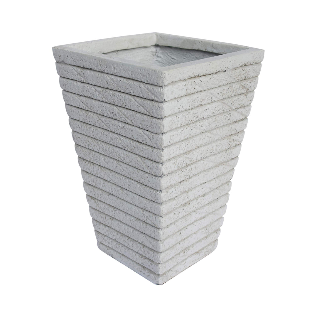 Great Deal Furniture Garden Urn Planter Square Tapered Riveted Antique White