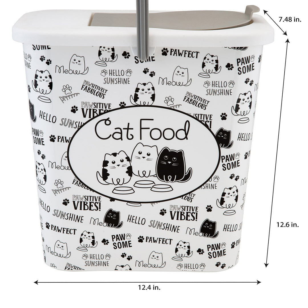 Pounce + Fetch 3 Gallon Dry Food Container With Scooper 12.4"x 7.5"x 12.6" White - Diamond Home USA
