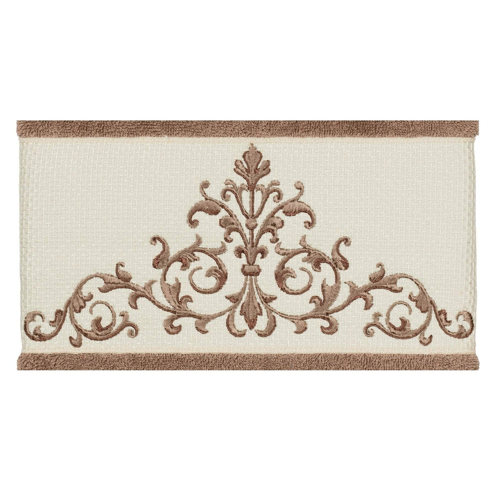 Latte Brown Turkish Cotton Scrollwork Embroidered 3 Piece Towel Set - Diamond Home USA