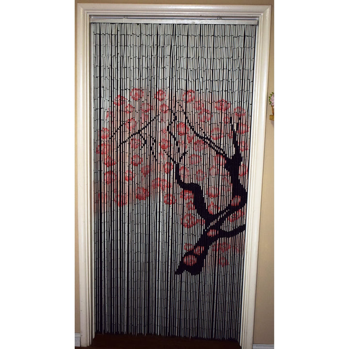 Handmade Cherry Blossom Bamboo Beaded Curtain Off/White Nature Bohemian Eclectic