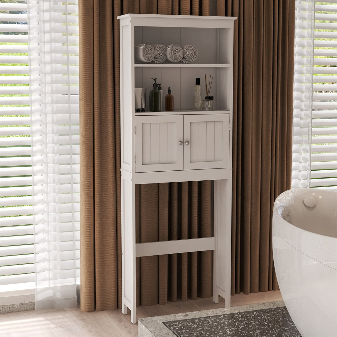 White Wood 2 -Tier Toilet Bathroom Spacesaver Storage Shelf Modern